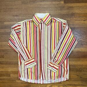 Vintage Striped Multicolor Casual Button-Down Shirt